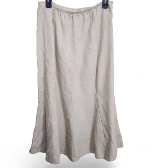 Bechamel Women's 12 Large 100% Linen Maxi Skirt Pull on‎ Beige Elastic Side Zip - Picture 11 of 11